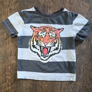H&M Gray and White Striped Tiger Tee